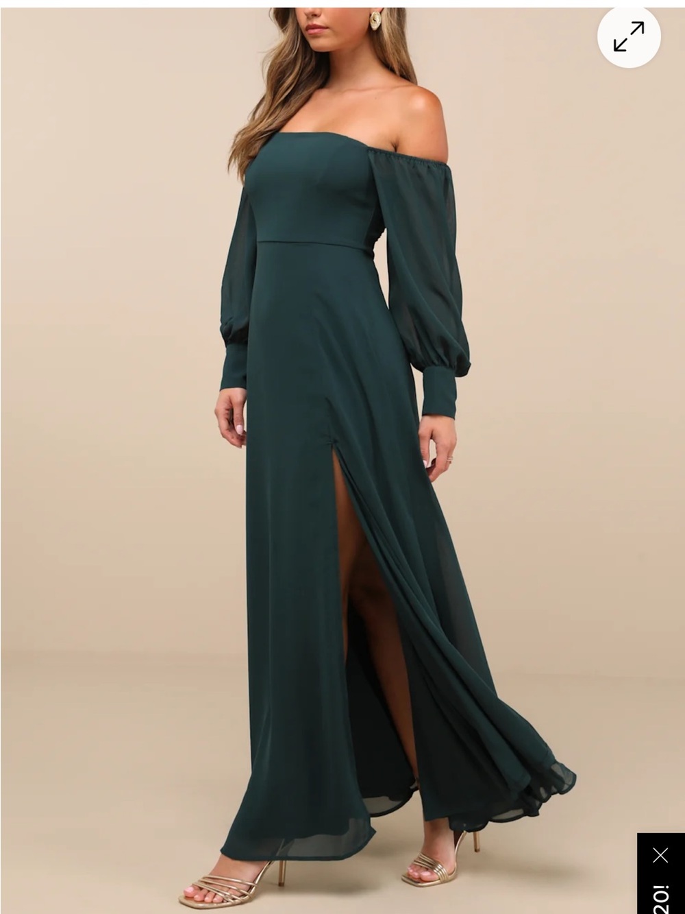 Lulu's One-Shoulder Forest Green Long Sleeve Maxi Dress